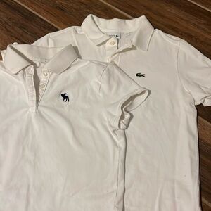 2 polos shirt bundle. White Abercrombie size 13/14. Lacoste size 14